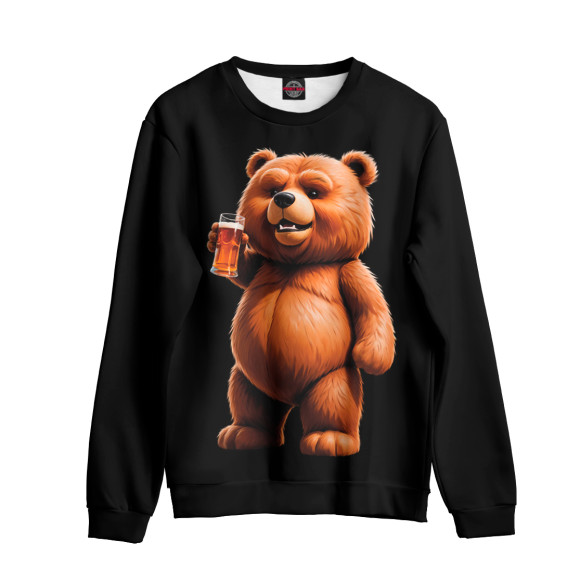 Свитшот для девочек с изображением Медведь с пивом цвета Белый