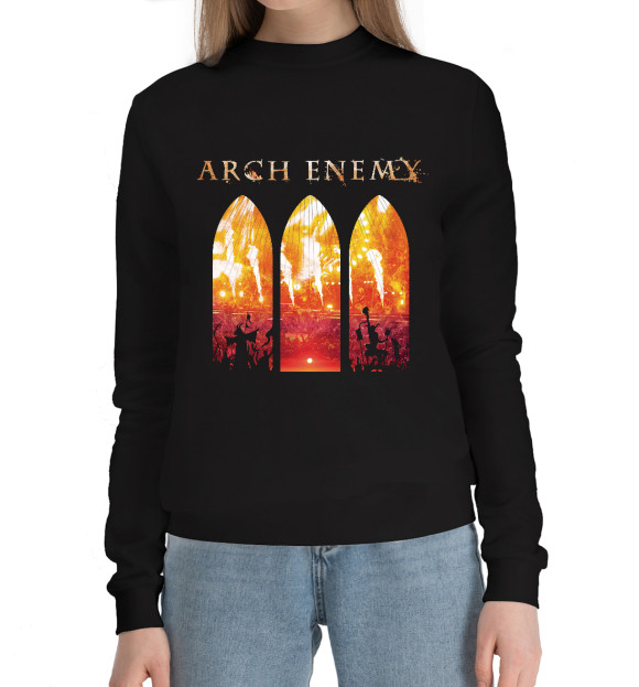 Женский хлопковый свитшот с изображением Archenemy цвета Черный