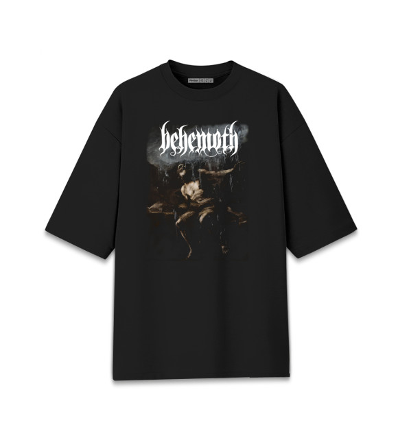 Женская футболка оверсайз с притом Behemoth цвета Черный Женская футболка оверсайз с изображением Behemoth цвета Черный