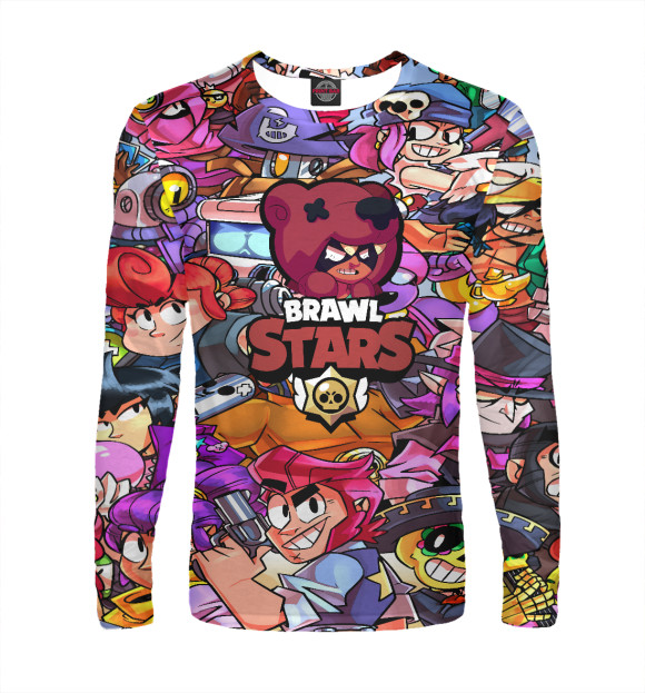 Мужской лонгслив с притом Brawl Stars Jessie цвета Белый Мужской лонгслив с изображением Brawl Stars Jessie цвета Белый