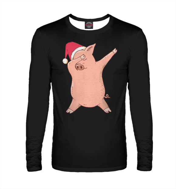 Мужской лонгслив с изображением DAB Pig цвета Белый
