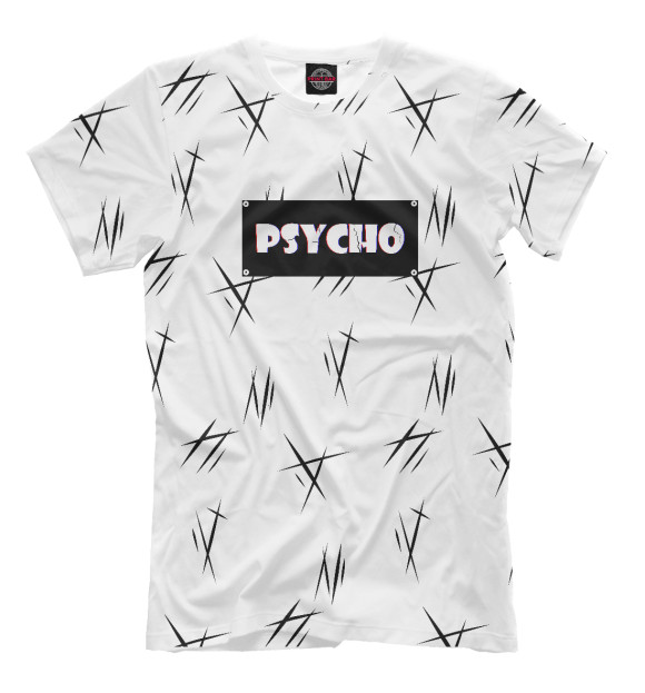 Мужская футболка с изображением PSYCHO цвета Белый