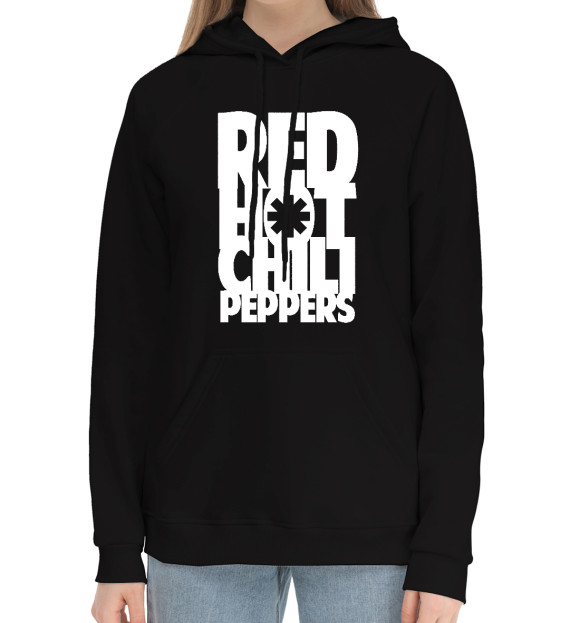 Женский хлопковый худи с изображением Red Hot Chili Peppers цвета Черный