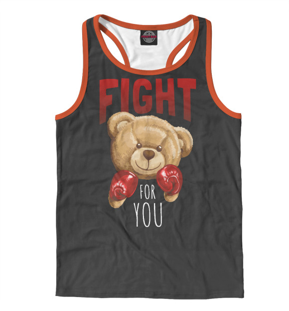 Мужская майка-борцовка с изображением Медведь 1 цвета Белый