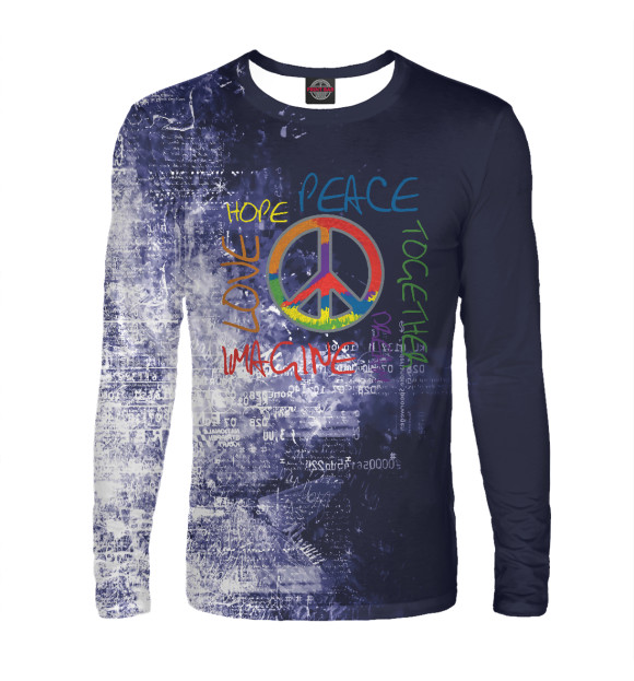 Мужской лонгслив с изображением Retro Peace цвета Белый
