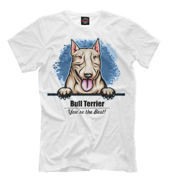 Мужская футболка с изображением Бультерьер (Bull Terrier) цвета Белый