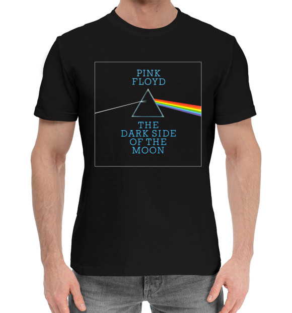 Мужская хлопковая футболка с изображением The Dark Side of the Moon - Pink Floyd цвета Черный