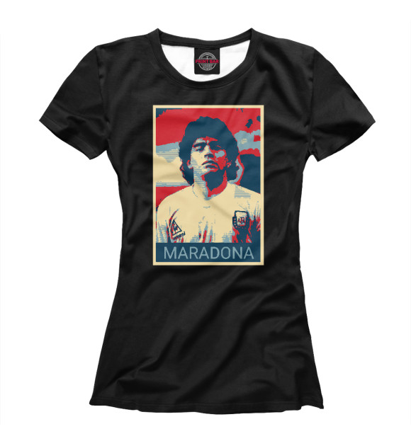 Женская футболка с изображением Maradona цвета Белый