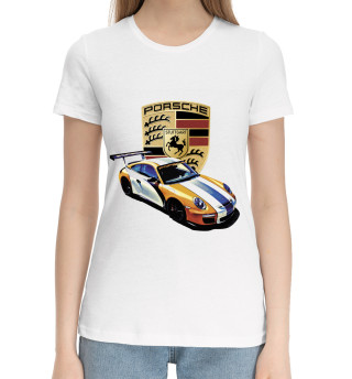 Женская хлопковая футболка Porsche 911