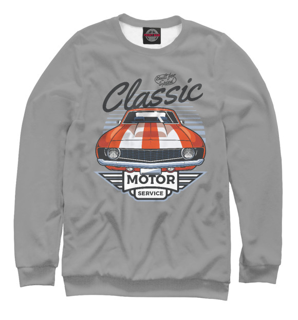 Мужской свитшот с изображением Classic motor sport цвета Белый