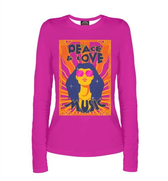 Женский лонгслив с изображением Peace adn love цвета Белый