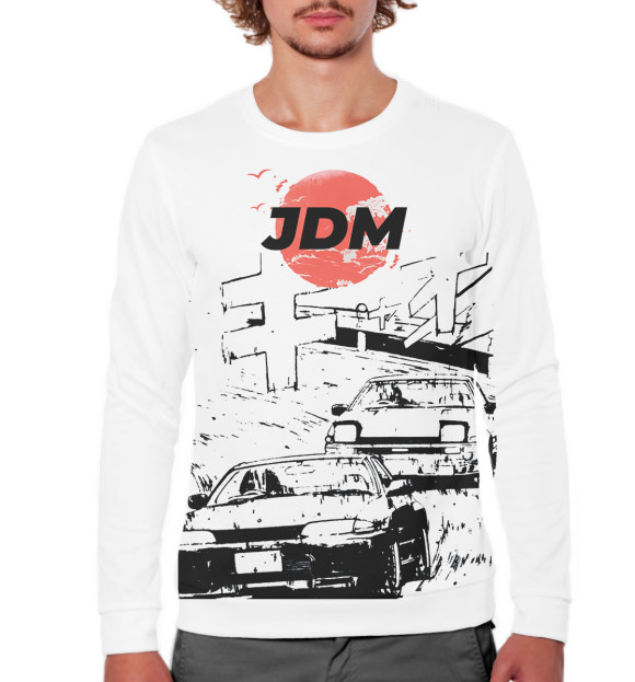 Мужской свитшот с изображением JDM цвета Белый