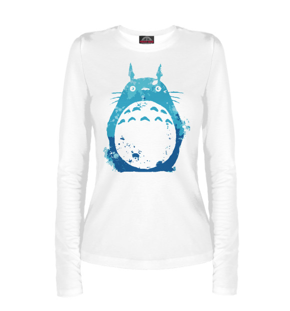 Женский лонгслив с изображением Blue Totoro цвета Белый