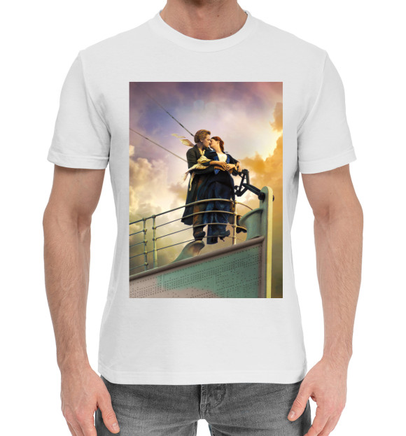 Мужская хлопковая футболка с изображением Титаник цвета Белый