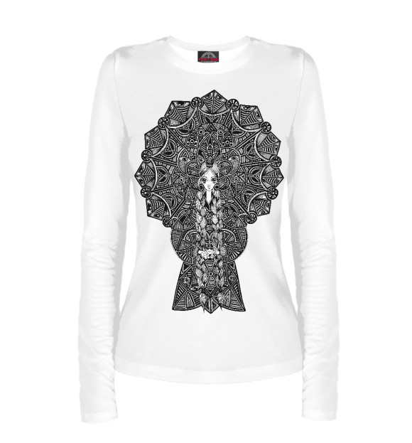 Женский лонгслив с притом Царевна цвета Белый Женский лонгслив с изображением Царевна цвета Белый