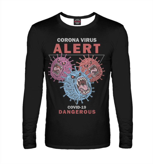 Мужской лонгслив с изображением Corona Virus цвета Белый