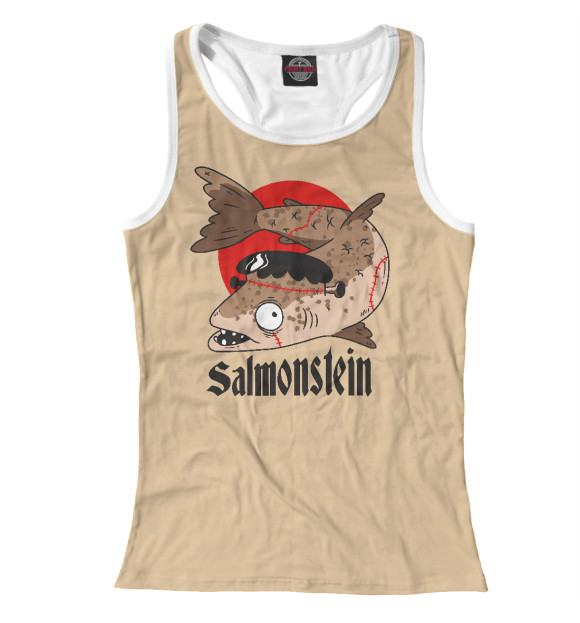 Женская майка-борцовка с изображением Salmonstein цвета Белый