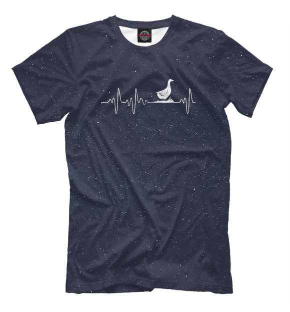 Мужская футболка с изображением Farm Animal Bird Heartbeat цвета Белый