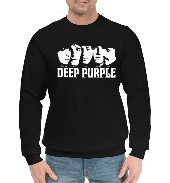 Мужской хлопковый свитшот с изображением Deep purple цвета Черный
