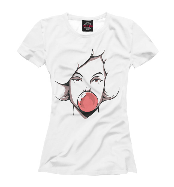 Женская футболка с изображением Bubblegum girl цвета Белый