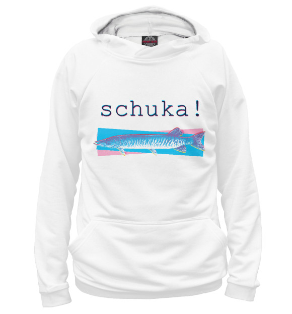 Мужское худи с изображением Schuka! цвета Белый