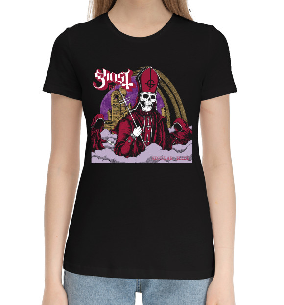 Женская хлопковая футболка с изображением Ghostb цвета Черный