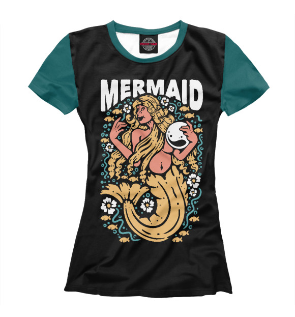 Футболка для девочек с изображением Златовласая Русалочка цвета Белый