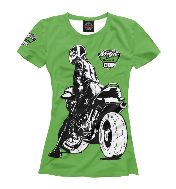 Женская футболка с изображением Kawasaki Ninja cup цвета Белый