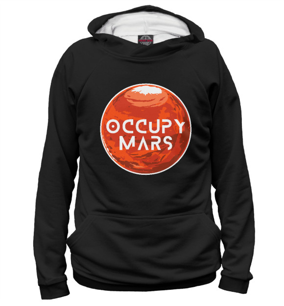Мужское худи с изображением Occupy Mars цвета Белый