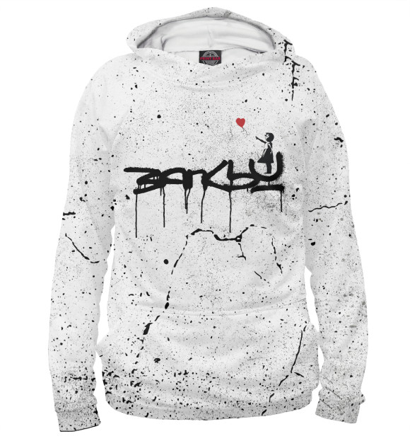 Женское худи с изображением Banksy Бэнкси девочка цвета Белый
