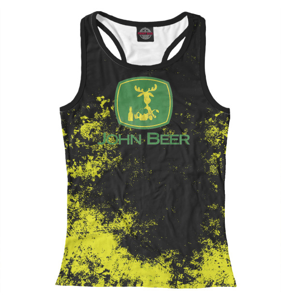 Женская майка-борцовка с изображением John Beer цвета Белый
