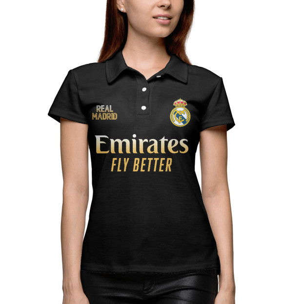 Женское поло с изображением Real Madrid Gold цвета Белый