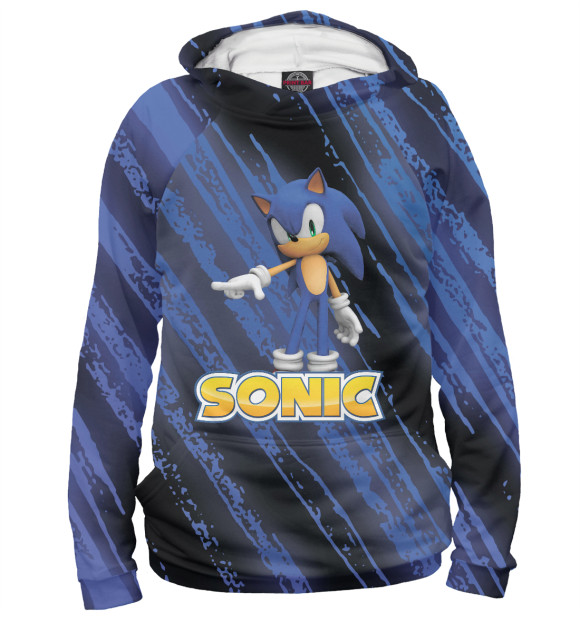 Мужское худи с изображением Sonic цвета Белый
