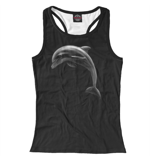 Женская майка-борцовка с изображением Дельфин цвета Белый