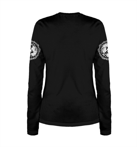 Женский лонгслив с изображением Символ-оберег волчья лапа (закон волка) цвета Белый