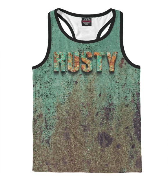 Мужская майка-борцовка с изображением РЖАВЫЙ гараж цвета Белый