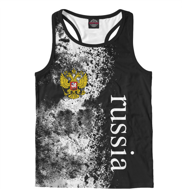 Мужская майка-борцовка с изображением Россия + ретро краски цвета Белый