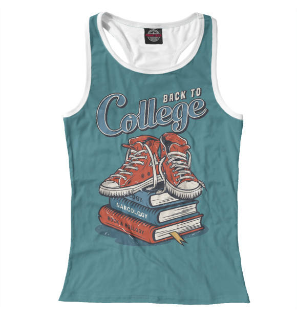 Женская майка-борцовка с изображением Назад в коледж цвета Белый