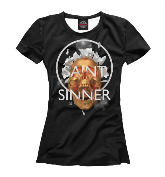 Женская футболка с изображением Saint Sinner цвета Белый