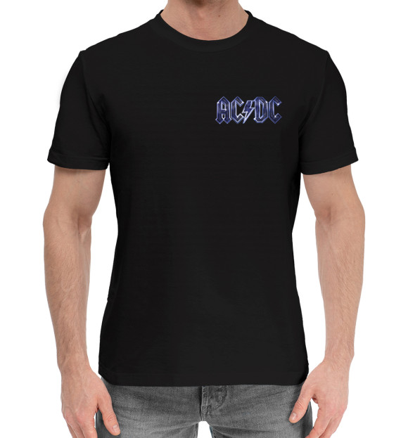 Мужская хлопковая футболка с изображением AC/DC цвета Черный