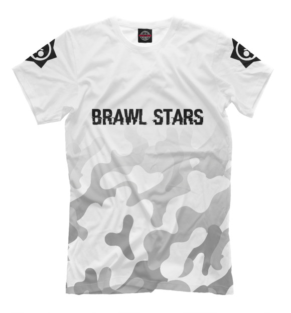 Мужская футболка с изображением Brawl Stars Glitch Light (камуфляж) цвета Белый