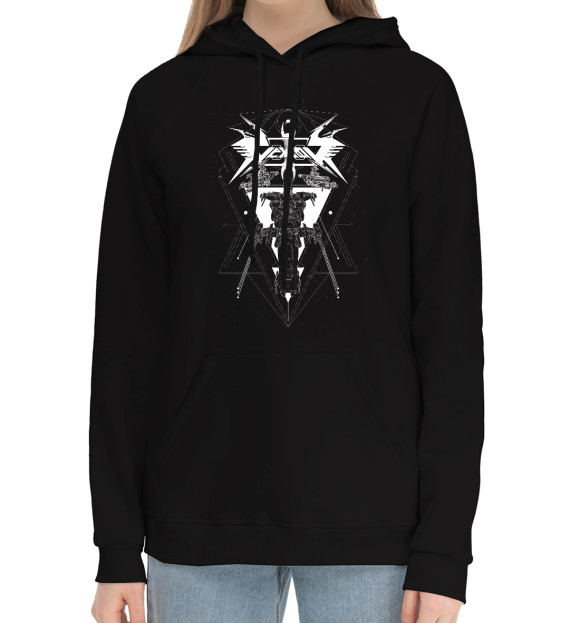 Женский хлопковый худи с изображением Vektor цвета Черный