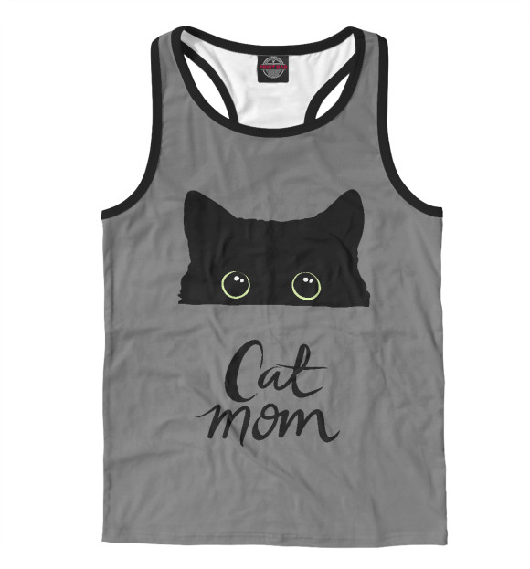 Мужская майка-борцовка с изображением Cat Mom цвета Белый