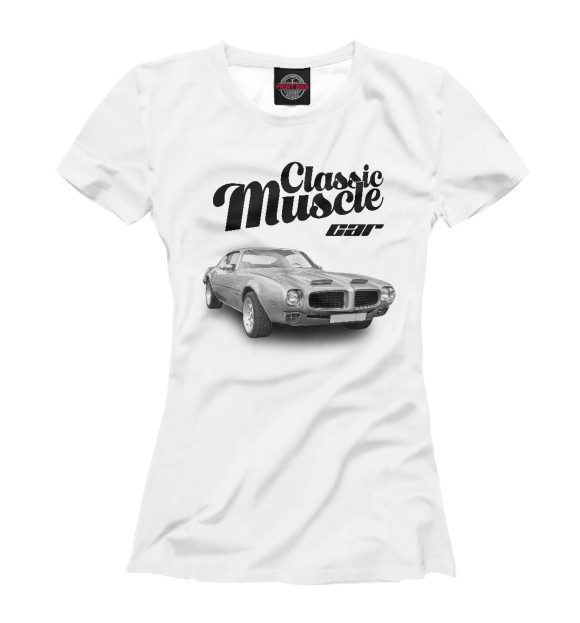 Женская футболка с изображением Classic muscle car цвета Белый
