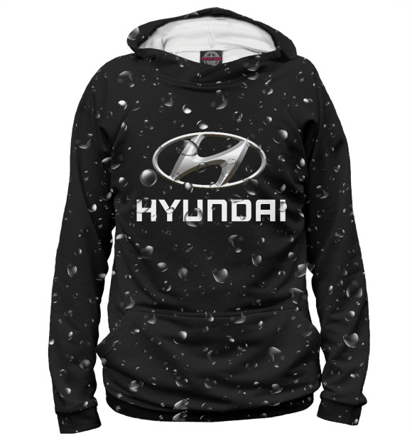 Женское худи с изображением Hyundai под дождём цвета Белый