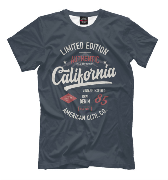 Мужская футболка с изображением California цвета Белый