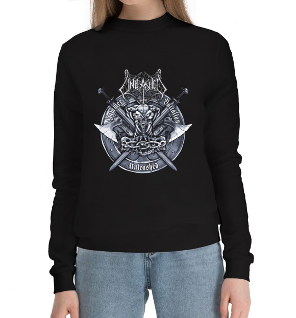 Женский хлопковый свитшот с изображением Unleashed цвета Черный