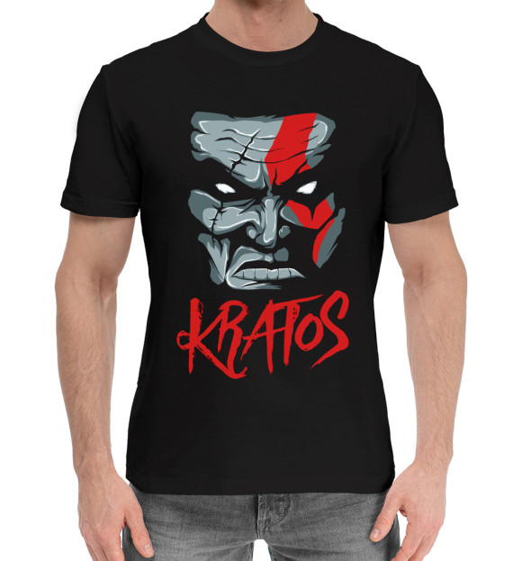 Мужская хлопковая футболка с изображением God of War цвета Черный