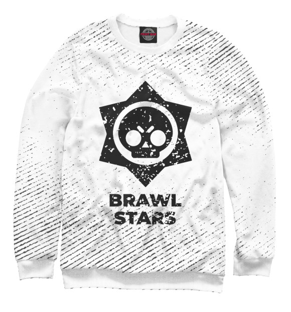 Мужской свитшот с изображением Brawl Stars гранж светлый цвета Белый