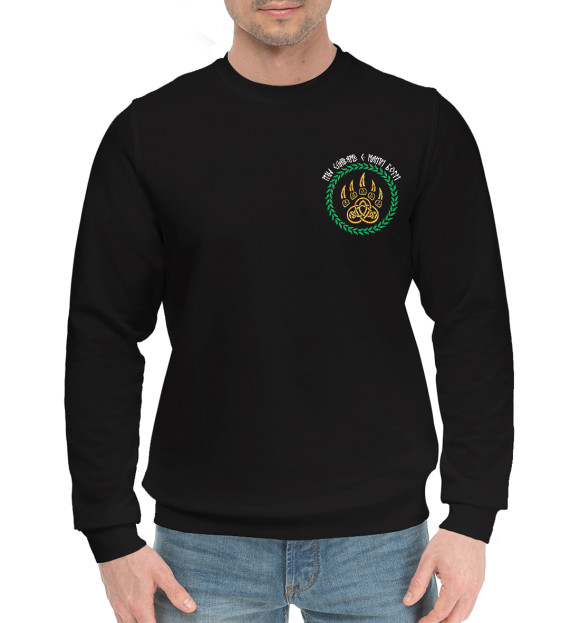 Мужской хлопковый свитшот с изображением Велес (С нами Боги) цвета Черный